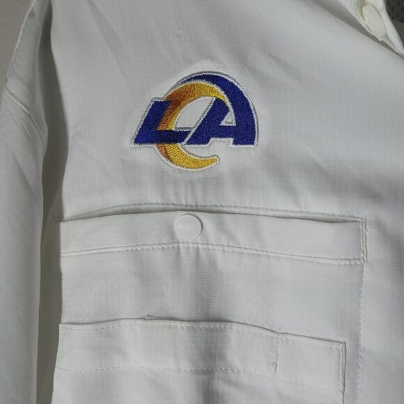 NWT Columbia PFG Shirt Mens Medium Los Angeles Rams White Tamiami SS Omni-Shade - Picture 4 of 7